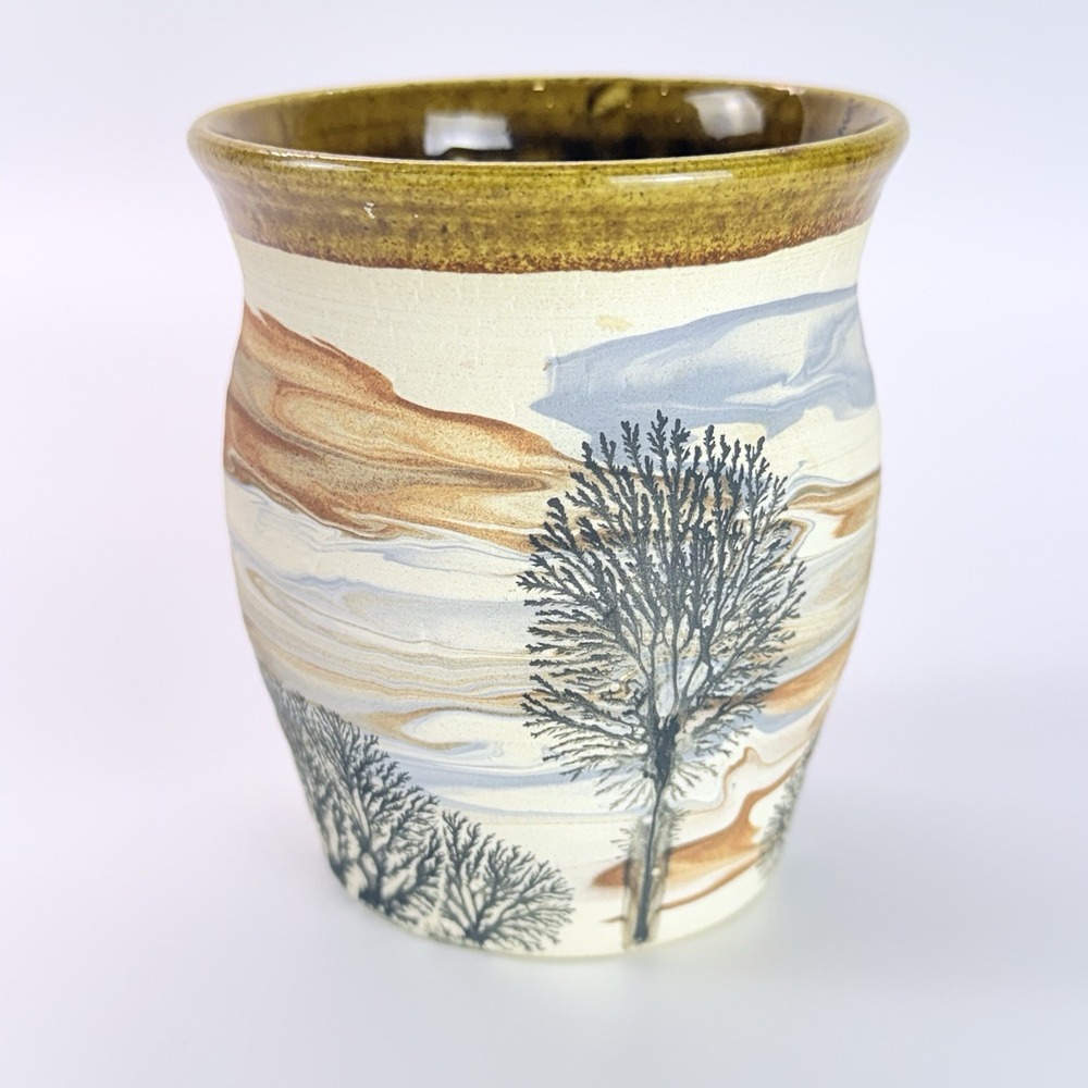 Sevierville Pottery Cup Bud Vase Pen Cup Tree Design
